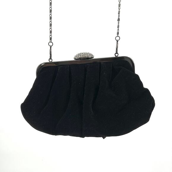Neiman Marcus Black Velvet Rhinestone Oversized Bow Evening Clutch - Picture 5 of 8